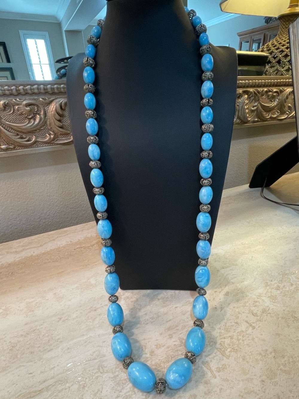 Blue Beaded Statement Necklace